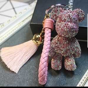 Rhinestone bear keychain with tassel
